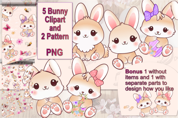 Download Cute Easter Bunny Clipart and Pattern - Clipart Collection