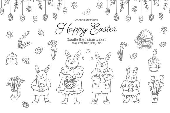 Download Happy Easter Doodle Clipart SVG - Clipart Collection