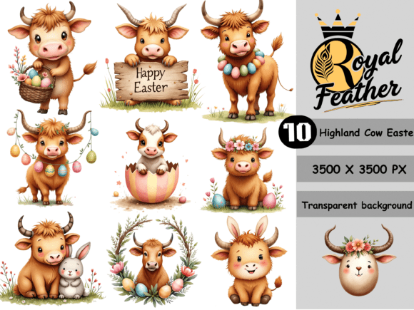 Download Highland Cow Easter Watercolor Clipart - Clipart Collection