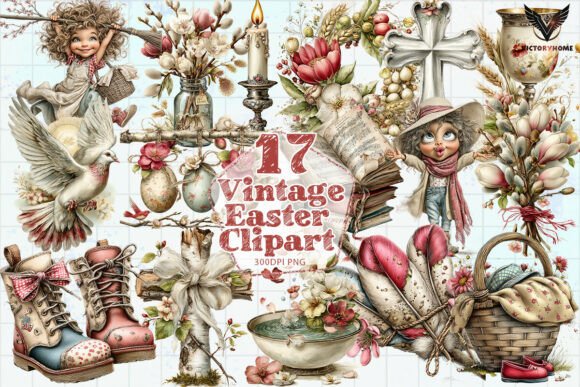 Download Vintage Easter Clipart PNG - Clipart Collection