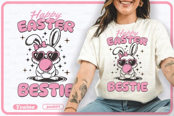Download Happy Easter Bestie PNG Bunny Bubblegum - Happy easter Collection