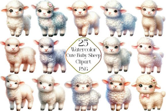 Download Watercolor Cute Baby Sheep Clipart - Clipart Collection