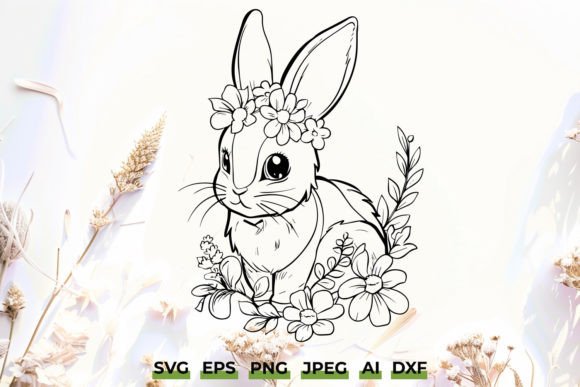 Download Cute Easter Floral Bunny SVG Sublimation - Floral bunny Collection