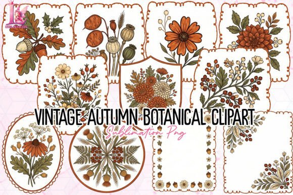 Download Vintage Autumn Botanical Clipart PNG - Clipart Collection