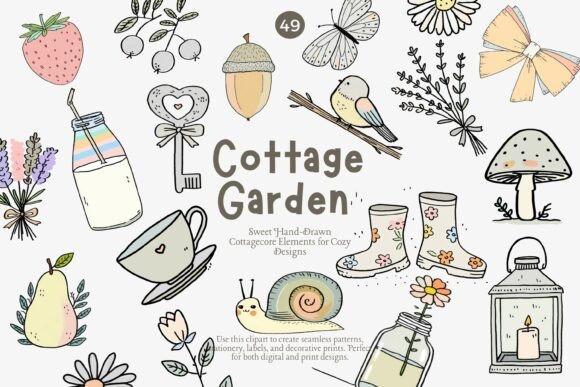 Download Cottage Garden Clipart Set - Clipart Collection