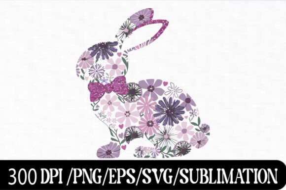 Download Elegant Floral Bunny Silhouette Art - Floral bunny Collection