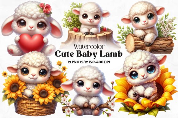 Download Cute Baby Lamb Clipart Bundle - Clipart Collection