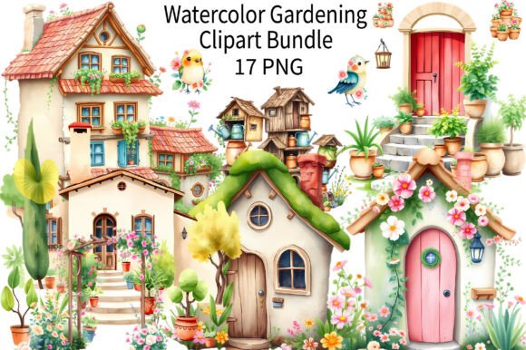 Download Watercolor Cottage Garden Clipart Bundle - Clipart Collection