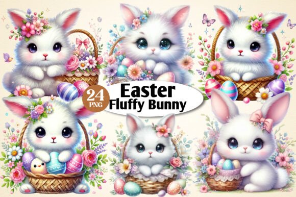 Download Easter Fluffy Bunny Clipart Bundle - Clipart Collection