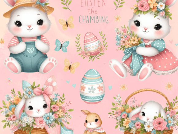 Download Easter Rabbit Nursery Clipart Bundle - Clipart Collection