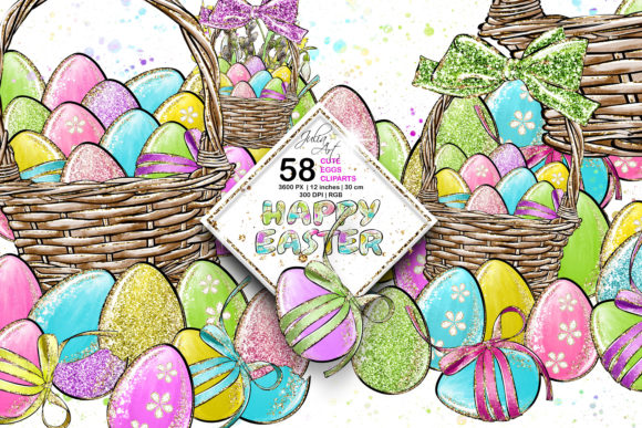 Download Cute Eggs Happy Easter Cliparts Set - Clipart Collection