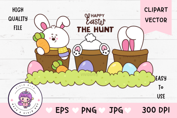 Download Cute Bunny Clipart Rabbit in Flower Pot - Clipart Collection