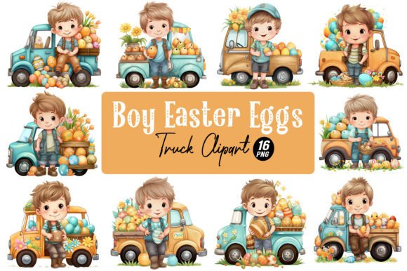 Download Boy Easter Eggs Truck Clipart - Clipart Collection