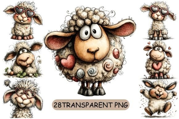 Download 28 Whimsical Sheep PNG Clipart Set - Clipart Collection