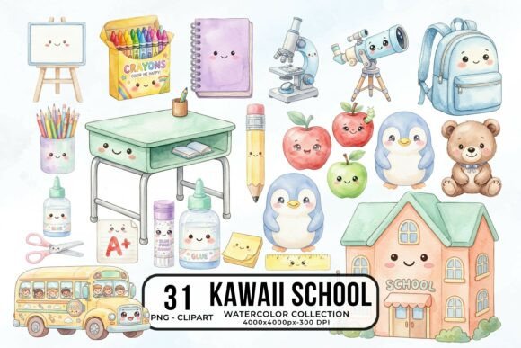 Download Back to School Cute Kawaii Clipart PNG - Clipart Collection