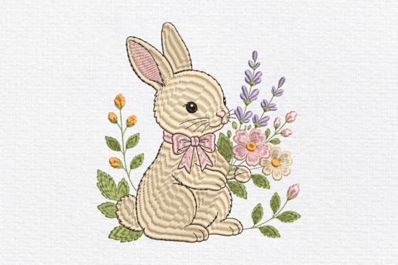 Download Floral Bunny Embroidery Design - Floral bunny Collection