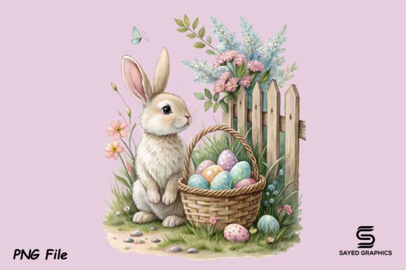 Download Vintage Easter Eggs Bunny Clipart Png - Clipart Collection
