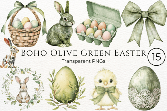 Download Boho Olive Green Easter Cliparts - Clipart Collection