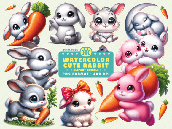 Download Watercolor Cute Rabbit Clipart - Clipart Collection