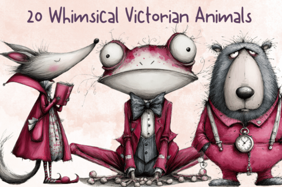 Download Whimsical Victorian Animals Clipart Set - Clipart Collection