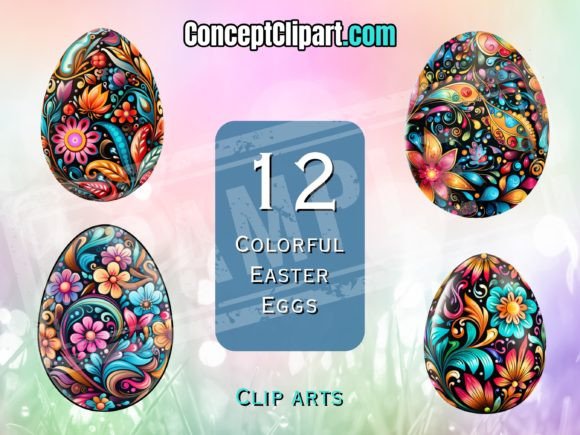 Download 12 Colorful Easter Egg Clipart Bundle - Clipart Collection